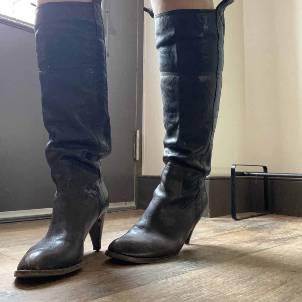 Brown Leather Knee-High Boots